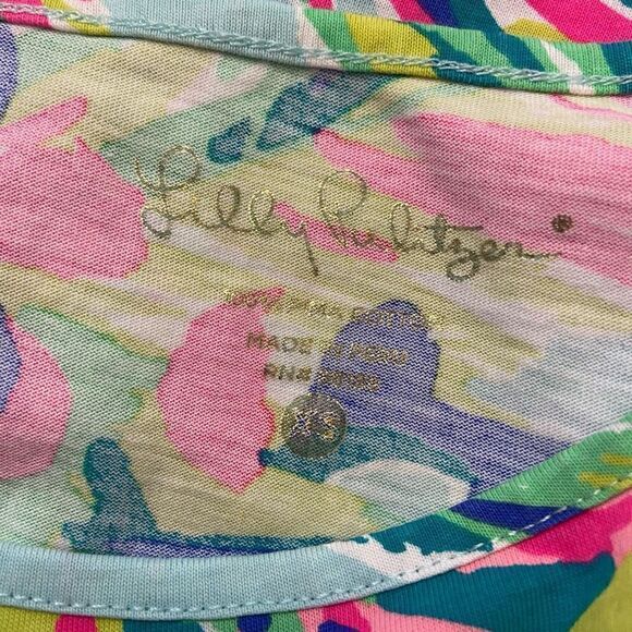 Lilly Pulitzer Marlowe Dress in Island Time Reduced XS Palm Tree Blue Green Pink - Picture 4 of 5